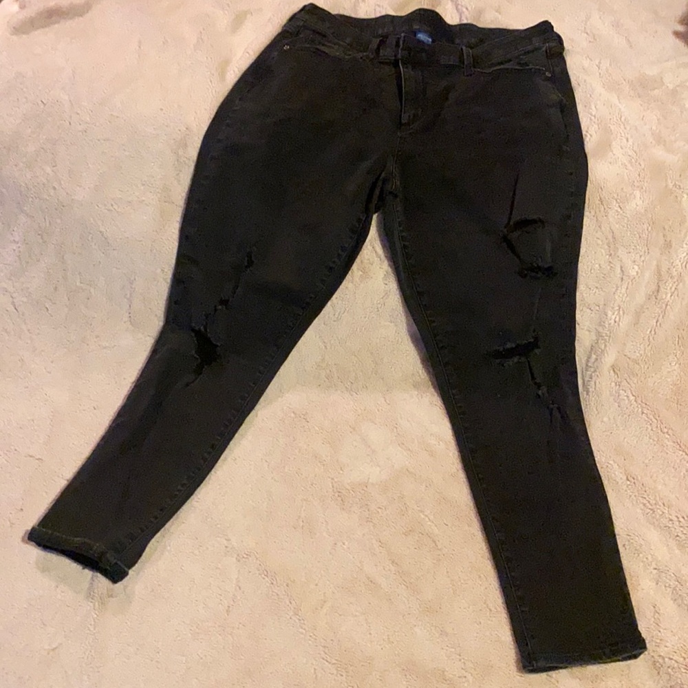 Arizona size 15 stretchy black torn jeans